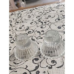 Clear Glass Ribbed Candle Holder Set - Home Accents
